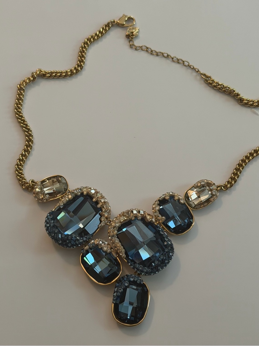 Swarovski Gold-Tone Necklace with Deep Blue and Clear Crystals